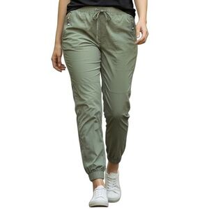 Chico's Olive Zipper Front Pocket Tapered Leg Joggers